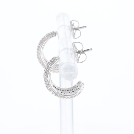 Diamond Half Hoop Stud Earrings