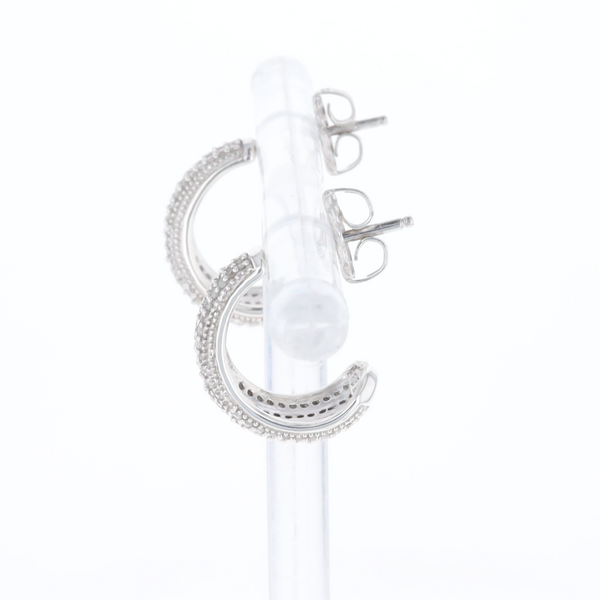 Diamond Half Hoop Stud Earrings