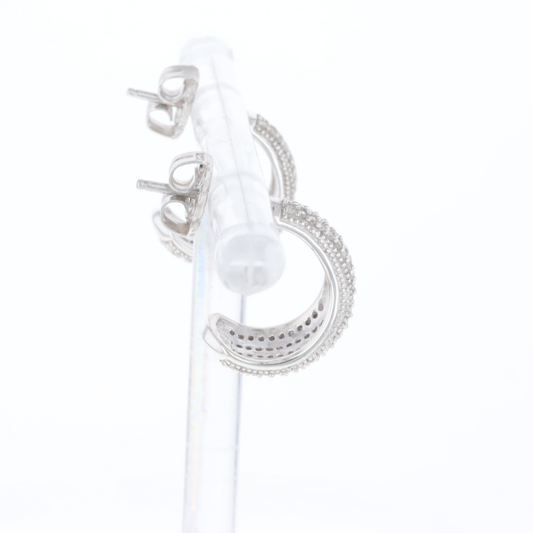 Diamond Half Hoop Stud Earrings