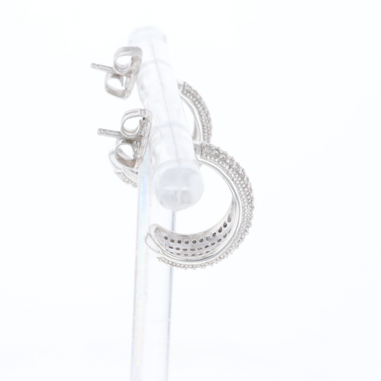 Diamond Half Hoop Stud Earrings