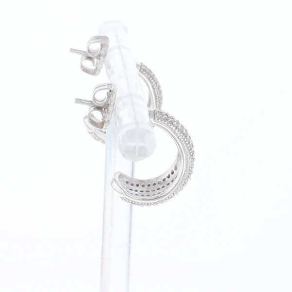 Diamond Half Hoop Stud Earrings