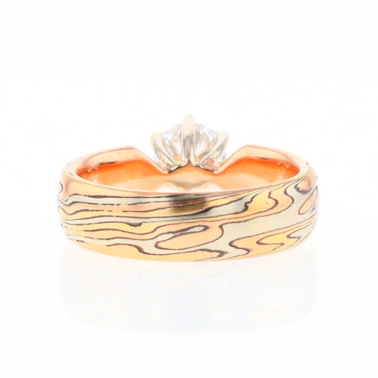 MoKume Gane Solitaire Diamond Ring