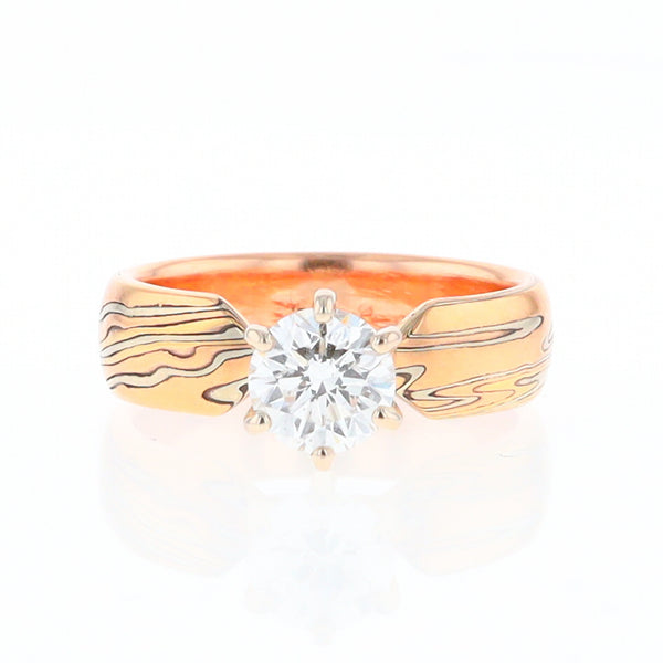 MoKume Gane Solitaire Diamond Ring