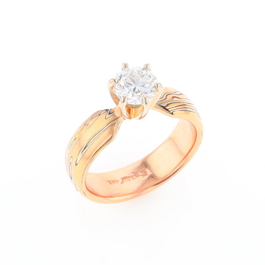 MoKume Gane Solitaire Diamond Ring