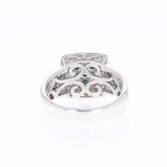 Square Blue & White Diamond Ring
