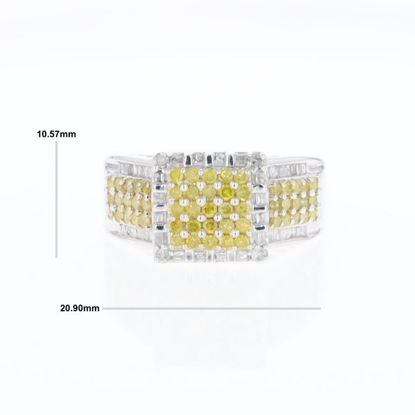 Yellow and White Diamond Filigree Design Ring