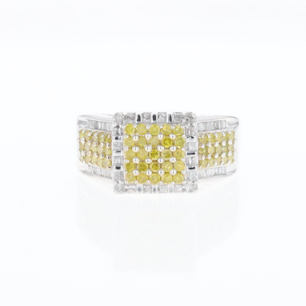 Yellow and White Diamond Filigree Design Ring