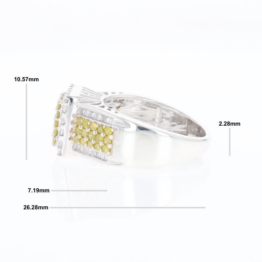 Yellow and White Diamond Filigree Design Ring