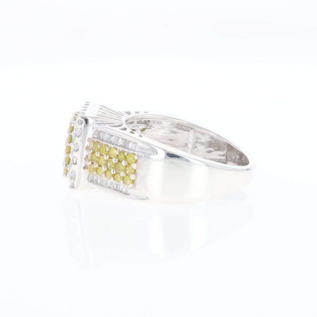 Yellow and White Diamond Filigree Design Ring