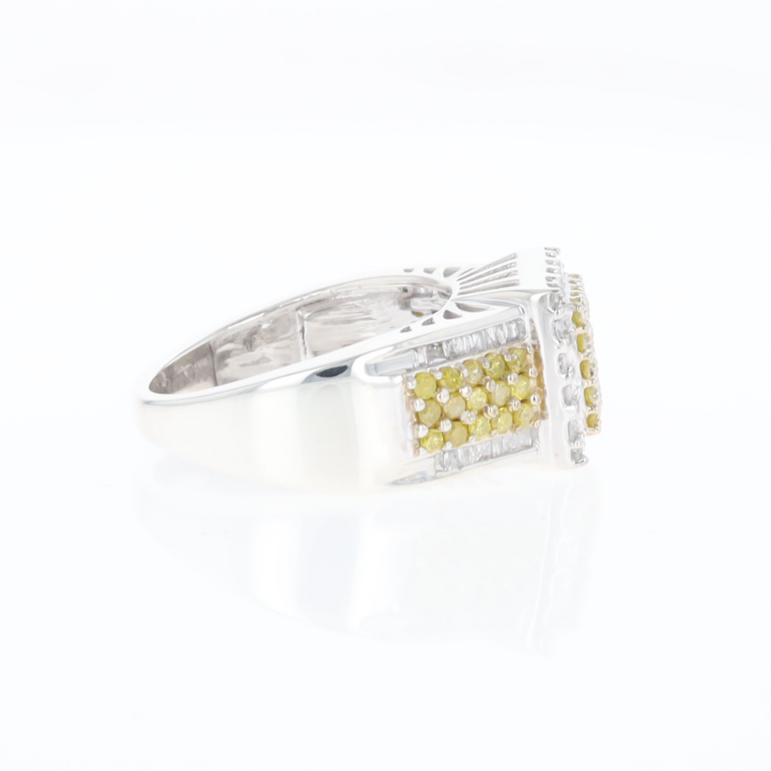 Yellow and White Diamond Filigree Design Ring