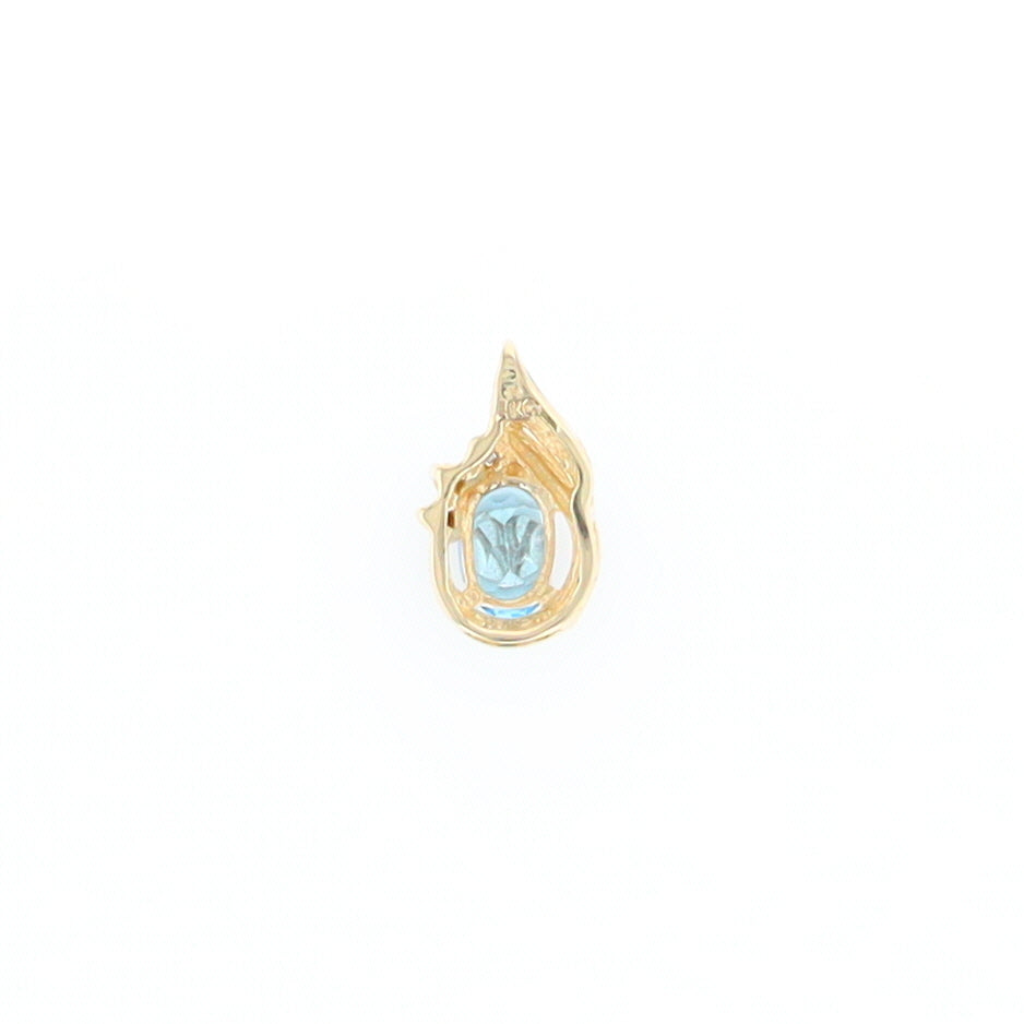 Pear Blue Topaz Diamond Pendant