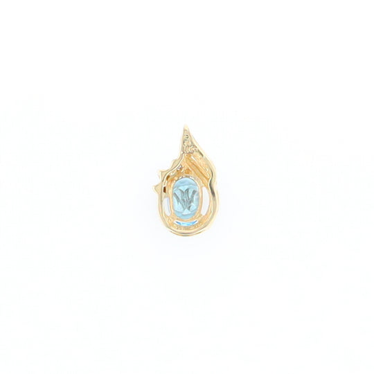 Pear Blue Topaz Diamond Pendant