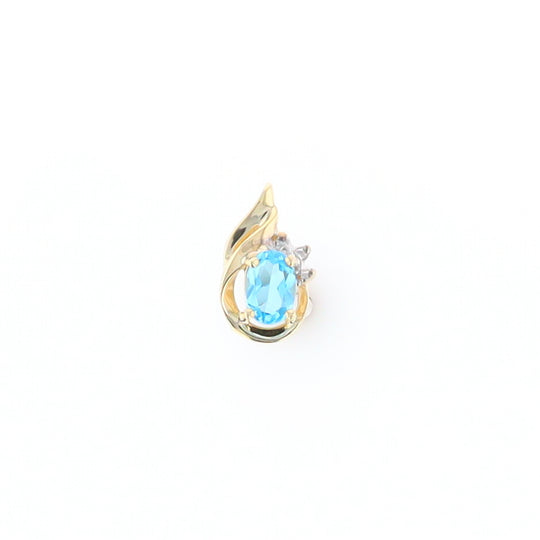 Pear Blue Topaz Diamond Pendant