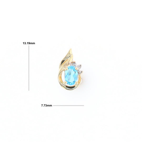 Pear Blue Topaz Diamond Pendant