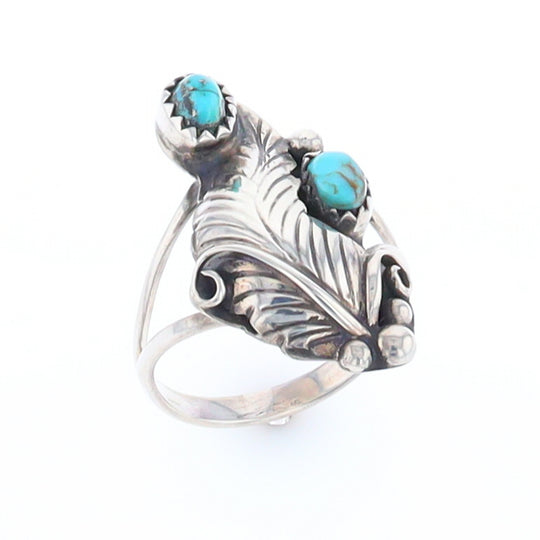 Native Turquoise Feather Ring