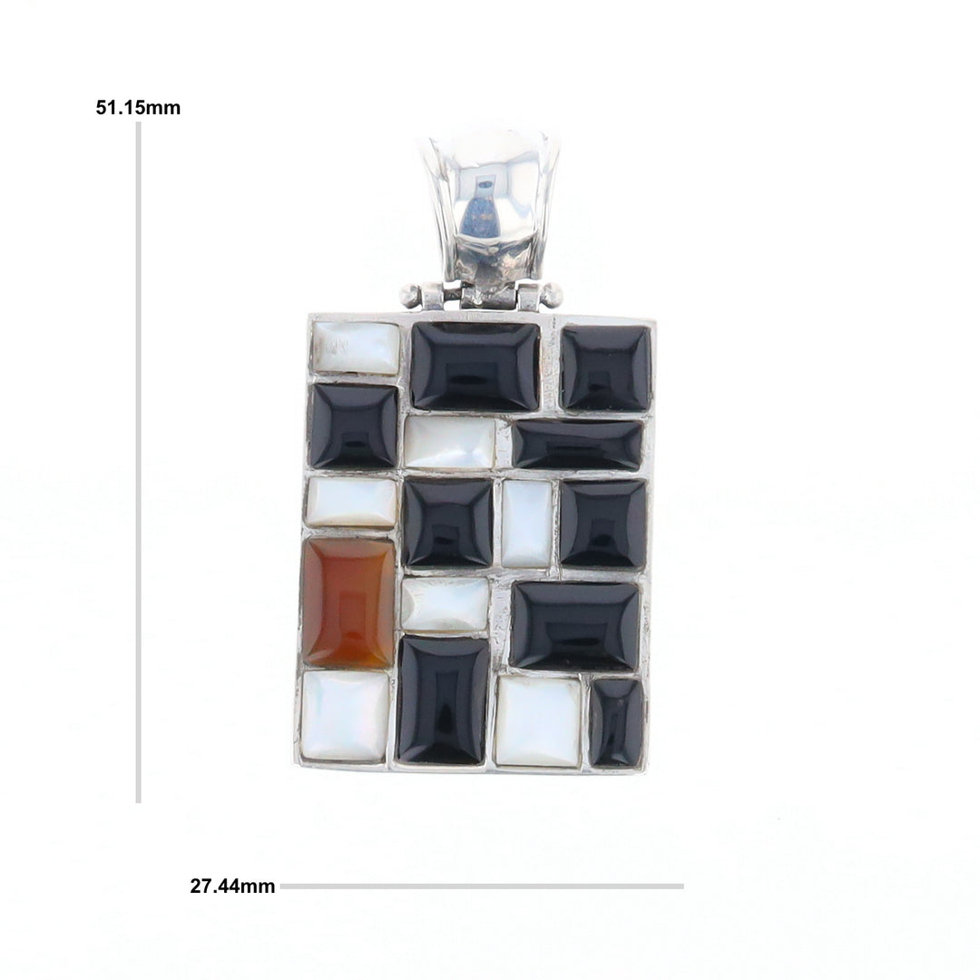 Onyx & Mother of Pearl Checkered Pendant