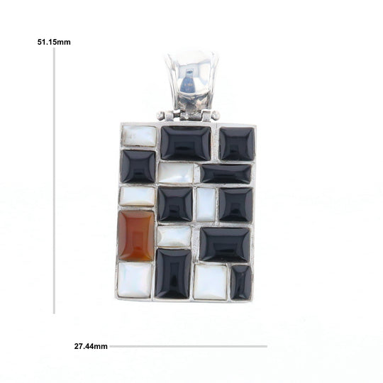 Onyx & Mother of Pearl Checkered Pendant