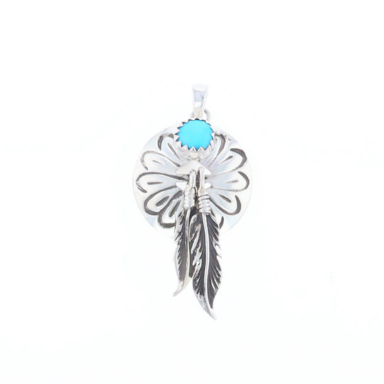 Turquoise Dream Catcher Feather Pendant