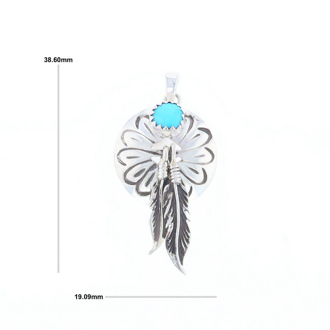 Turquoise Dream Catcher Feather Pendant