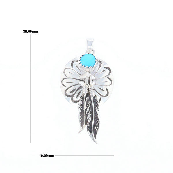 Turquoise Dream Catcher Feather Pendant