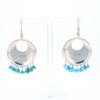 Stamped Silver Hook Earrings with Turquoise Dangles