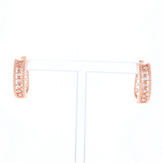 Rose Gold Diamond Hoop Earrings