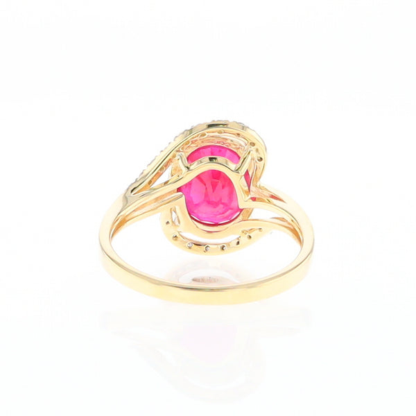 Ruby Bypass Ring with Diamond Accents