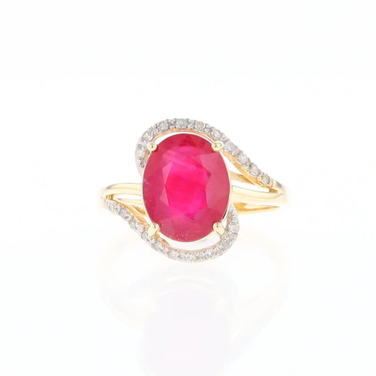 Ruby Bypass Ring with Diamond Accents