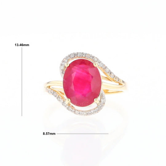 Ruby Bypass Ring with Diamond Accents