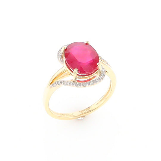 Ruby Bypass Ring with Diamond Accents