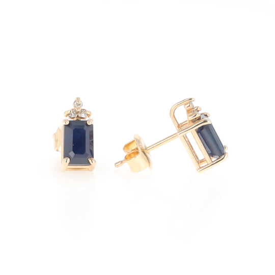 Sapphire Stud Earrings with Diamond Accents