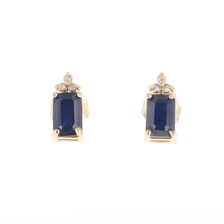 Sapphire Stud Earrings with Diamond Accents