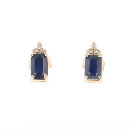 Sapphire Stud Earrings with Diamond Accents