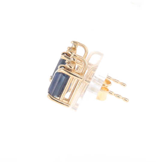 Sapphire Stud Earrings with Diamond Accents