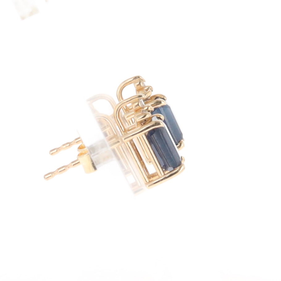 Sapphire Stud Earrings with Diamond Accents