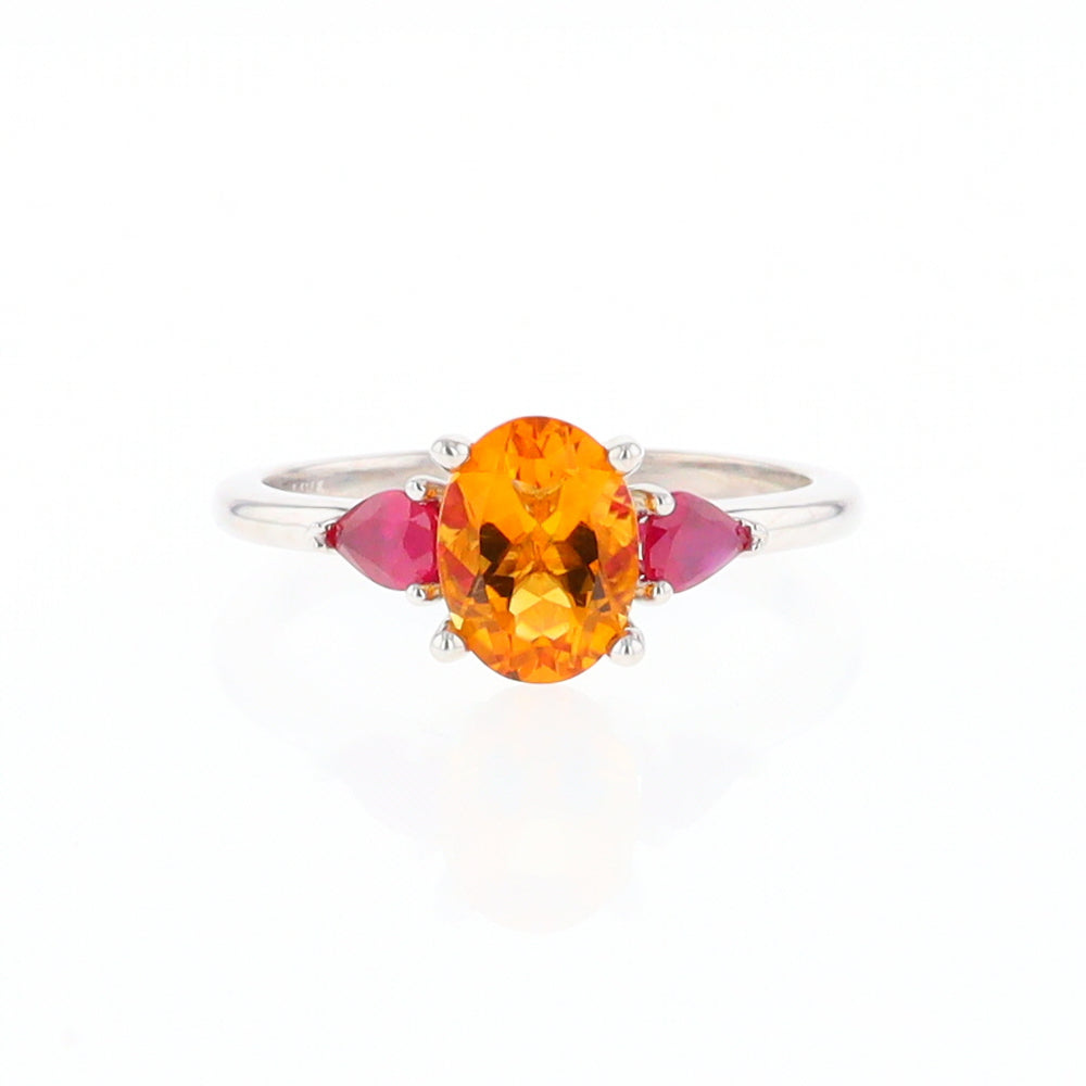 Fall Season Citrine and Ruby Ring