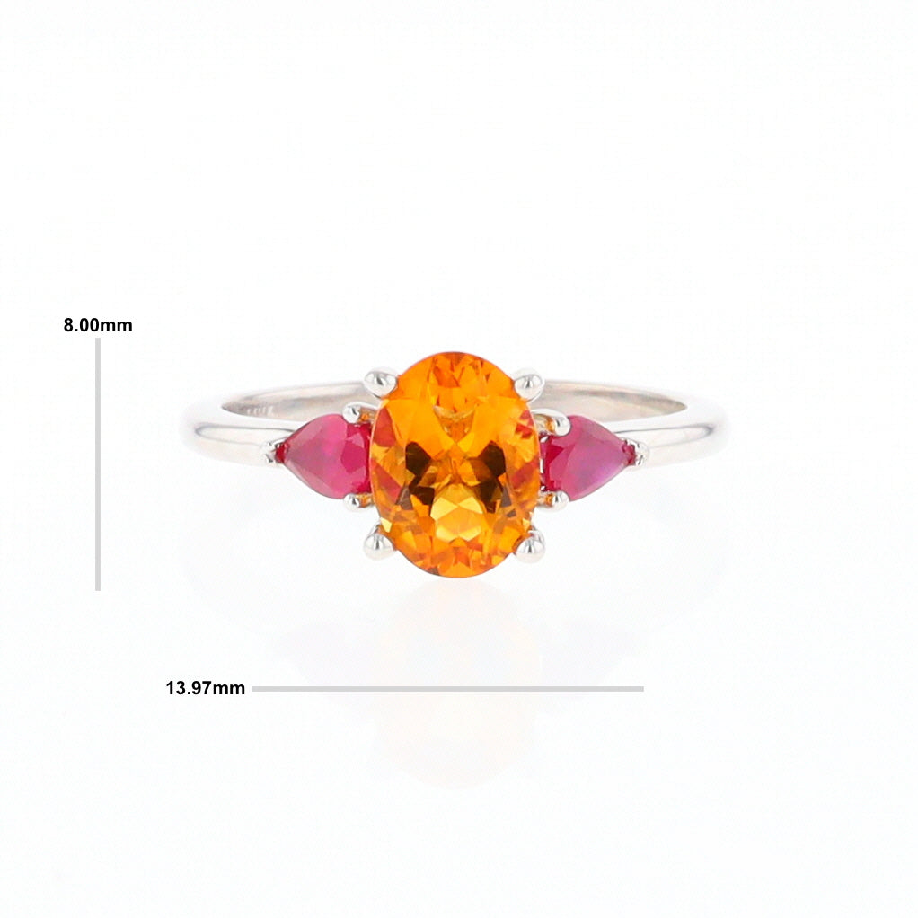 Fall Season Citrine and Ruby Ring