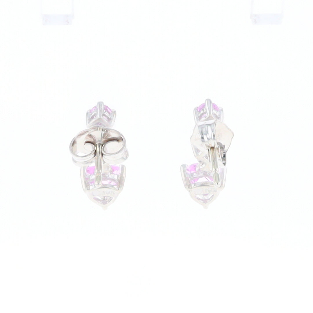 Synthetic Pink Sapphire Dangle Heart Earrings
