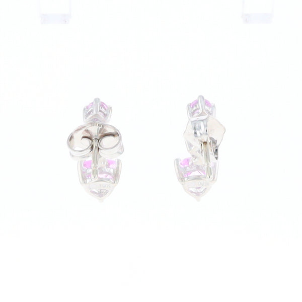 Synthetic Pink Sapphire Dangle Heart Earrings