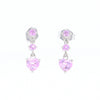 Synthetic Pink Sapphire Dangle Heart Earrings