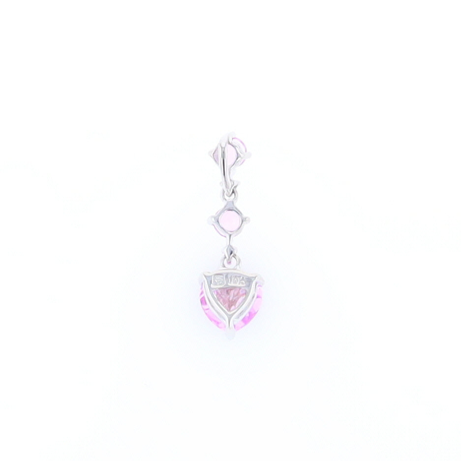 Synthetic Pink Sapphire Dangle Heart Necklace