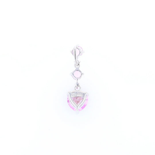 Synthetic Pink Sapphire Dangle Heart Necklace