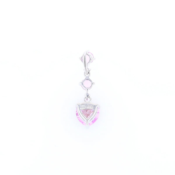 Synthetic Pink Sapphire Dangle Heart Necklace