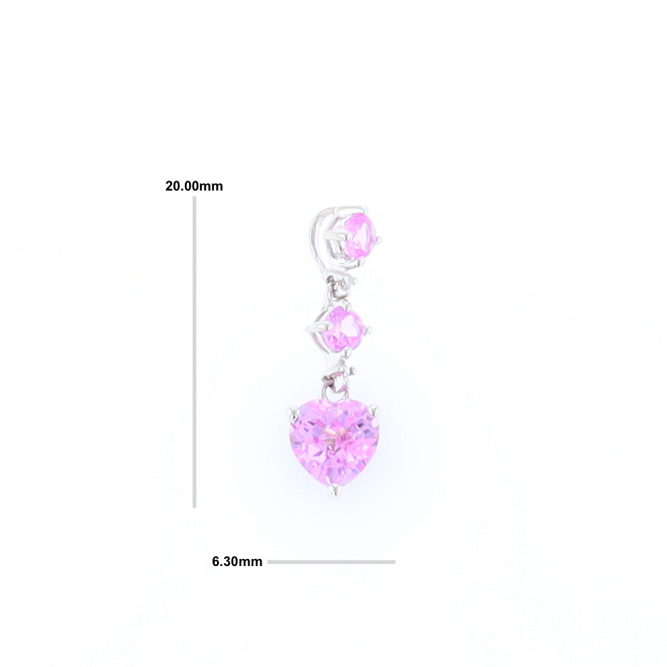 Synthetic Pink Sapphire Dangle Heart Necklace