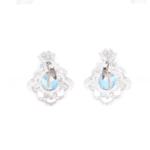 London Blue Topaz in Filigree Setting Dangle Earrings