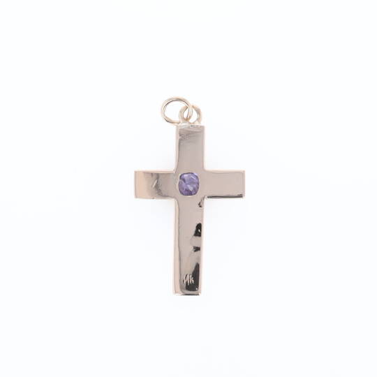 Cross Pendant with Purple Sapphire