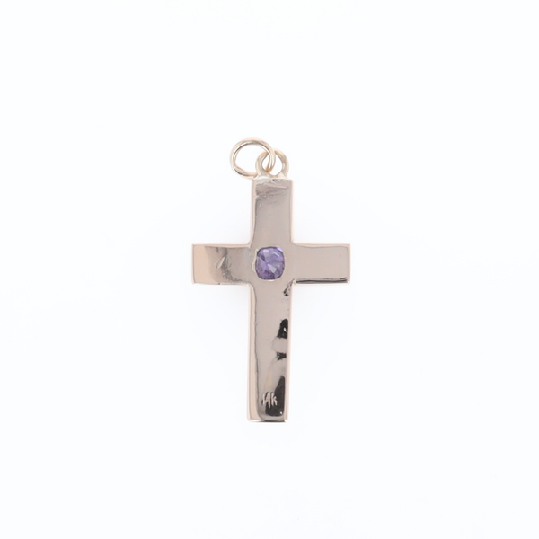Cross Pendant with Purple Sapphire