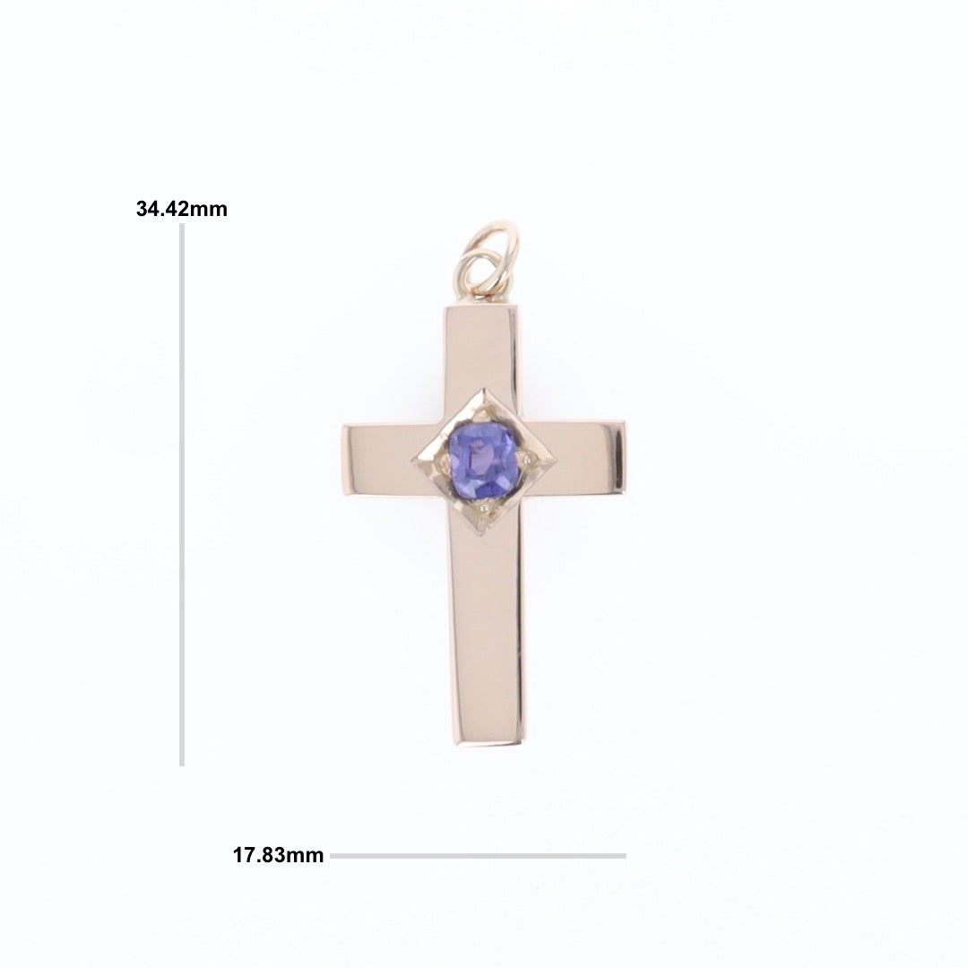 Cross Pendant with Purple Sapphire