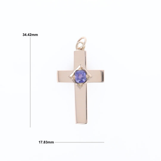 Cross Pendant with Purple Sapphire