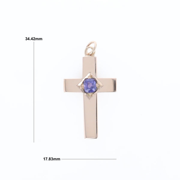 Cross Pendant with Purple Sapphire